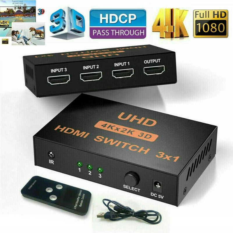 3x1 HDMI Switch Switcher 3 In 1 Out HDMI Sellector 3 port HDR 4K 60Hz HDCP2.2 bs