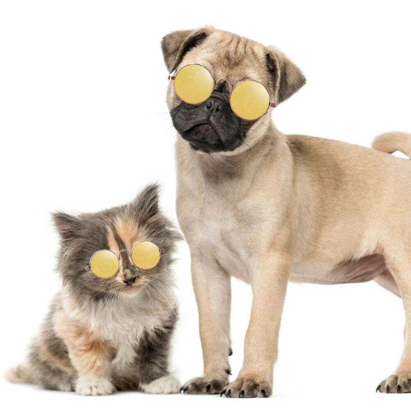 Lovely Dog Cat Glasses Pet Eye Protection Sunglasses Photos Props (Yellow) A