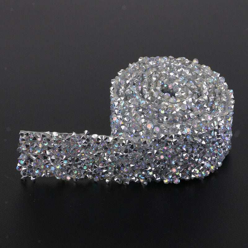 1 Yard Bling Crystal Rhinestone Applique Trims Iron on for Bridal Belt Dress