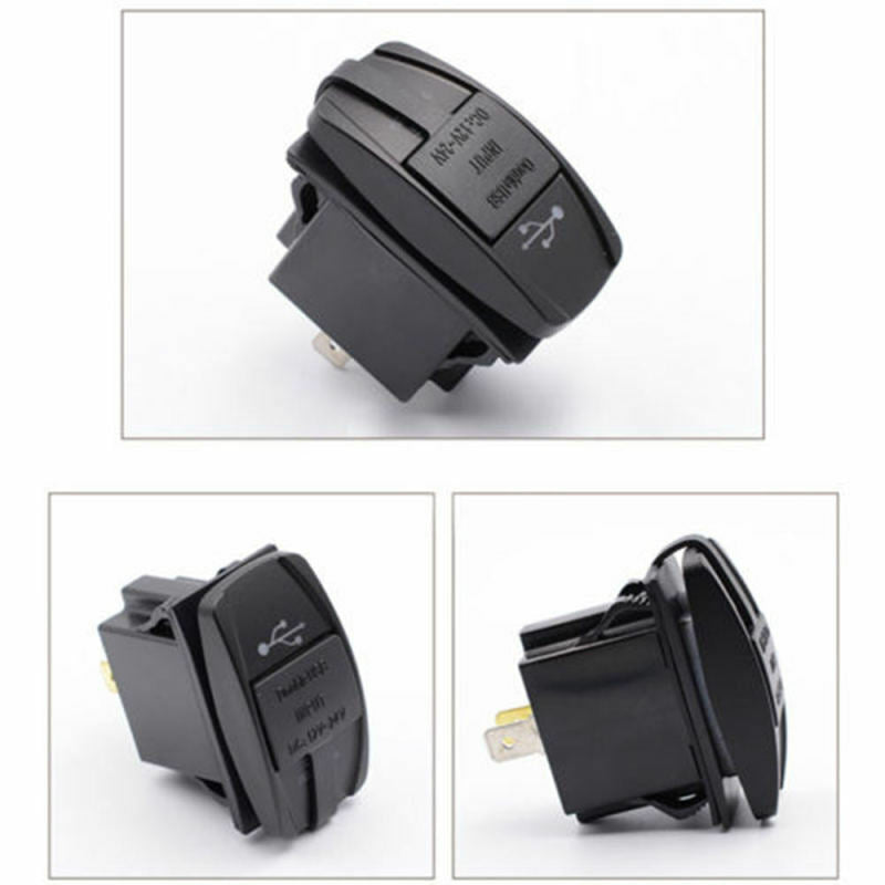 Car Auto Truck Boat Blue LED 12V&24V Dual USB Charger Backlit UTV Rocker KIO