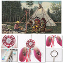 Feather Bead Dream Catcher Bag Purse Clutch Keyring Key Chain Ring Keychain