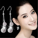 Women Luxury Full Crystal Double Balls Earrings Hook Dangler Drop Earrings  Z