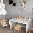 Wooden Rabbit Wall Hanging Mirror Decor Baby Kid's Room Nursery Ornament