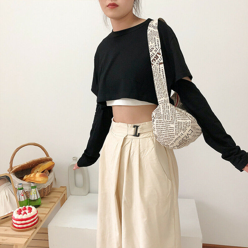 Women Handbag Newspaper Top-Handle Pillow Fashion Leather Cylinder Shoulder Bags