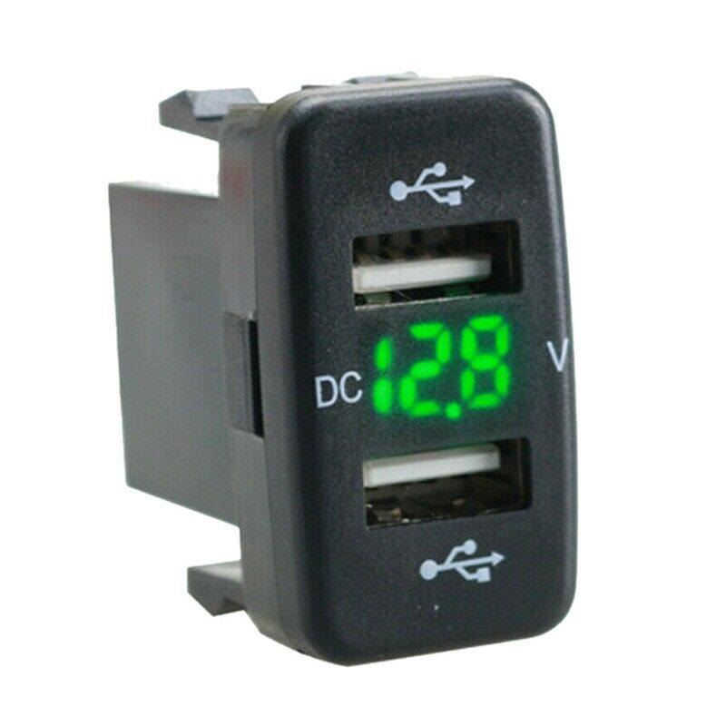 Car Charger Socket Dual Usb Port Charging Volt Display Adapter Fit for Toyo P2X3