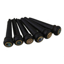 6Pcs Black Ebony Shell Guitar Bridge Bone Pins Set with Green Abalone Dot F T6N1