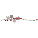 Women Lady Jewelry Beads Round Flowers Bracelet Watch Christmas Gift, red D9A5