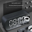 Bluetooth Speaker with FM Radio LED Mirror Alarm Clock Subwoofer Music Play