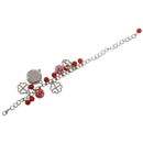 Women Lady Jewelry Beads Round Flowers Bracelet Watch Christmas Gift, red D9A5