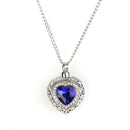 Urn Cremation Heart Blue Crystal Pendant Ash Holder Memorial Necklace Jewelry JR