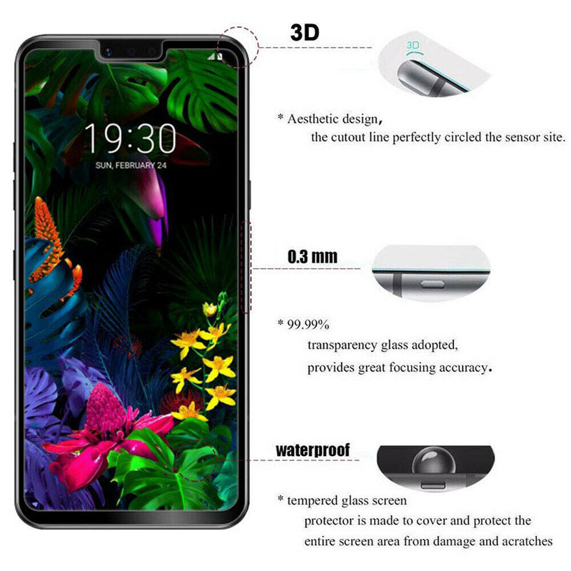 2-PACK 9H Tempered Glass Film Display Protector Full Cover For LG G8 ThinQ