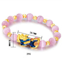 Chinese Feng Shui Obsidian Bead Pixiu Charms Bracelet Jewelry Pink