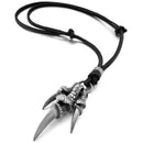 Alloy Leather Pendant Necklace Dragon Claw Gothic Adjustable 16 ~ 26 Inch C