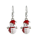 Christmas Ornament Cartoon Cute Snowman Drop Earrings Ear Hook Jewelry Gift A