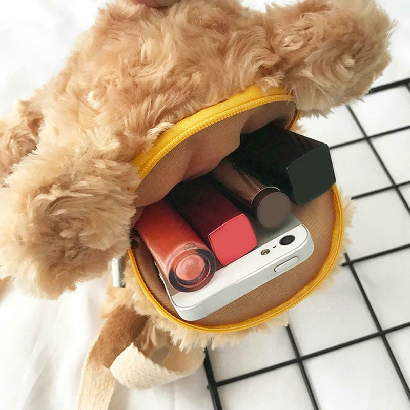 Lovely Cartoon Bear Messenger Handbags Women Girls Faux Fur Shoulder Bags