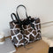 Women Leopard Handbags Fashion PU Leather Large Capacity Shoulder Tote Bag