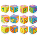 6 in 1 Infant Baby Cloth Rattle Soft Blocks Cube Set Building Educational Toys