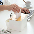 Bamboo Multifunctional Tissue Holder Cover Tissue Holder Napkin Paper Makeup