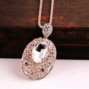Women Cubic Zirconia Flower Long Adjustable Chain Pendant Sweater Necklace  N5Y3