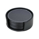 Set of 6 Coasters for Drinks PU Leather Holder Coffee Tea Cups Mugs Black