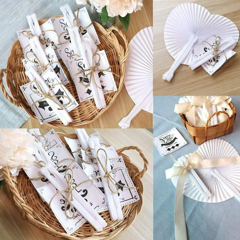 Set of 24 Handheld Fan Paper Folding Heart Shaped round fans for paper fans B9B4