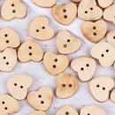 100pcs Heart Shaped Wooden Buttons Natural Sewing Buttons Craft Clothes Decor BX