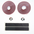 Cycling Cork Handlebar Tape Black + 2 Bar Plug Carbon fiber red