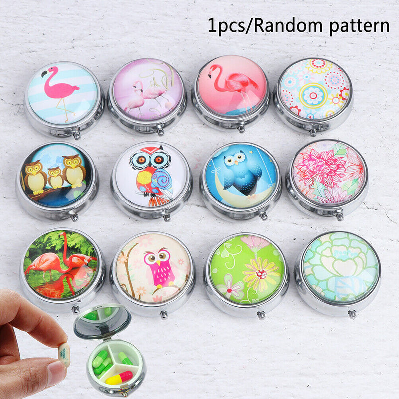 Portable Metal Pill Box Medicine Organizer Storage Container Folding Pill C JR