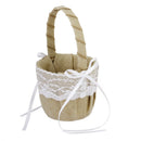 Rustic Wedding Party Hessian Jute Lace Ring Pillow Bearer 6" & 2 Flower Basket
