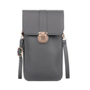 Women Touch Screen Phone Pouch PU Splicing PVC Crossbody Bag (Dark Grey)