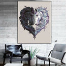 DIY 5D white black horse heart Diamond Painting Embroidery Cross Stitch Decor LJ