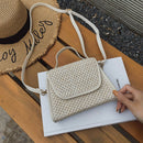 New Summer Small Square Bag Straw Small Bag Shoulder Slung Handbag Creamy-W