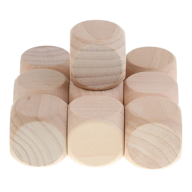 10PCS Wood Blank Dice D6 3cm Game Dice for DIY Decorating & Craft Projects