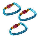 3x D Shaped Carabiner Clip Mountaineering Screw Lock Aluminum Alloy Buckle