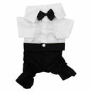 Handsome Formal Dog Jumpsuit with Bow Tie Groom Tuxedo Pet Costumes Dog Clo B5J6
