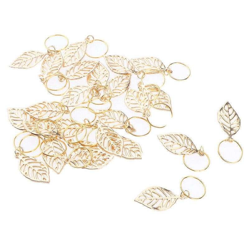 30 Pieces Hair Extension Decoration Dreadlocks Pendant Metal Leaves Bead Set