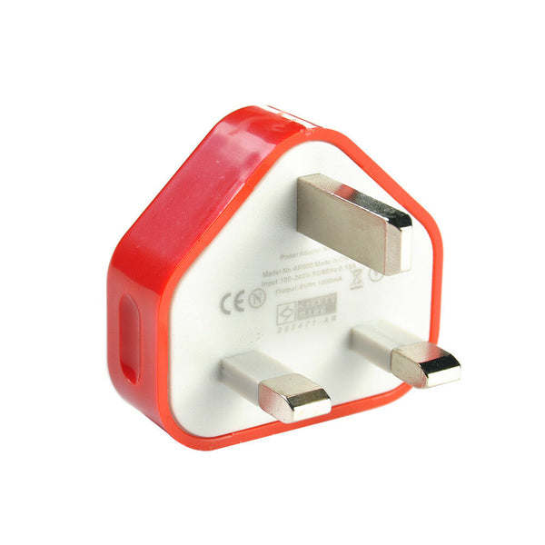 For Phones Tablets PC ipad UK Mains Wall 3 Pin Plug Adaptor Charger USB Port new