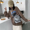 Cow Zebra Print Shoulder Schoolbag Women Girl Plush Mini Backpack (Style 1) A
