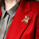 Santa Claus Deer Pin Brooch Crystal Badges Christmas Children Jewelry Gift