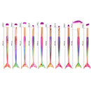 10pcs Fish Tail Foundation Powder Eyeshadow Eyeliner Makeup Brush(Colorful)
