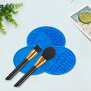 Silicone Makeup Brush Cleaner Pad Cosmetic Pen Washing Scrubber Mat (Blue)
