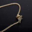 2pcs Punk Golden Tone Decor Chain Collar Clip Brooch Pin Pendant Necklace Gift