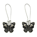 Female Black Butterfly Skulls Dangle Earrings Gothic Women Earring Hook