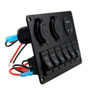 6-Gang Switch Control Panel LED Rocker Breaker Car Marine Boat Truck Circ Tw