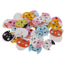 50pcs Assorted Cat Shape Wooden Flatback Buttons for Kids Crafts DIY 25mm