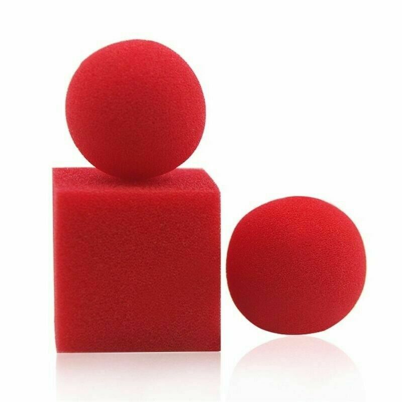 1 Block 2 Sponge Balls Magic Props Classical Illusion Magic Tricks New Red N9Z8