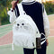 Women Canvas Lovely Cute Cartoon Cat Backpack Students School Bag(White)