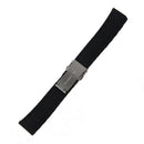 Black Silicone Waterproof Diving Watchband Strap Deployment Clasp 22mm