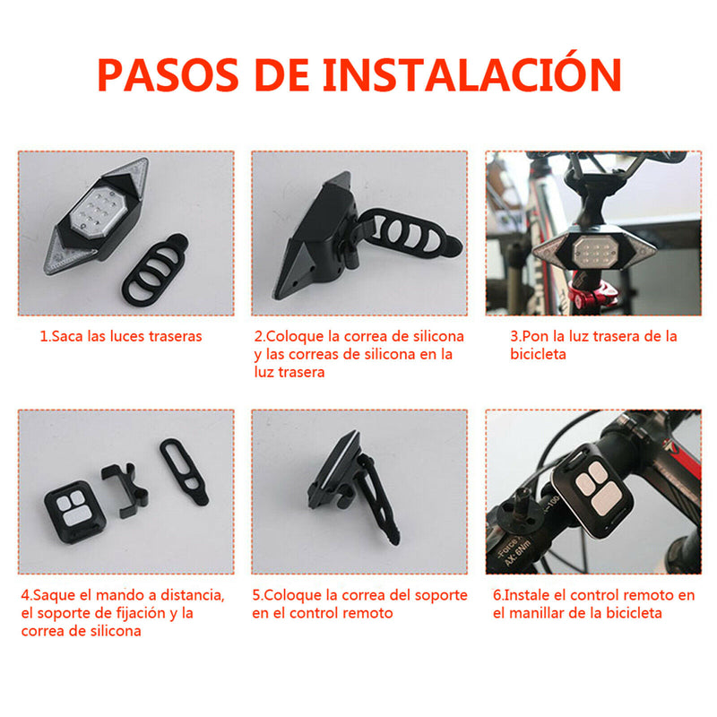 Rechargeable LED Bike Rear Lamp Wireless Remote Control Cycling Taillight