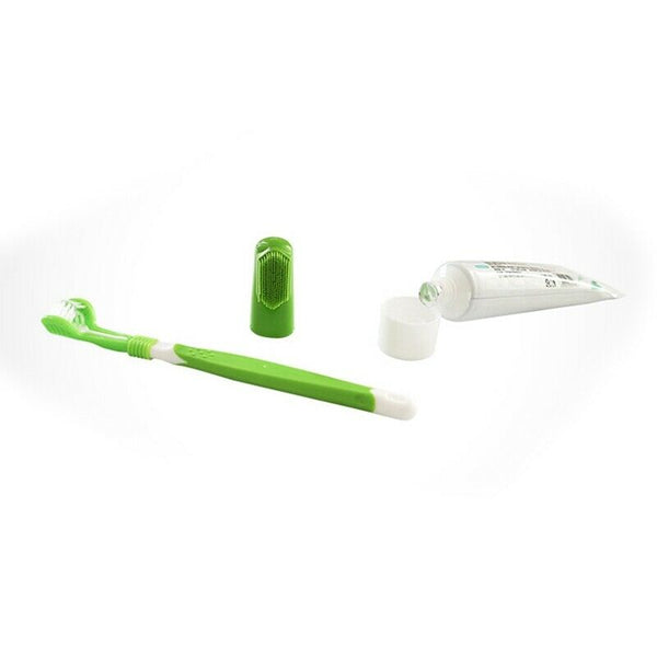 3 sets of dog pet finger toothbrush three head toothbrush toothpaste set pe G3K6